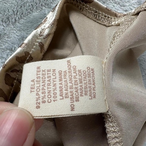 Mystree Velvet Tank Top Women Extra Large Beige Animal Print Lace Trim Y2K - Picture 6 of 8